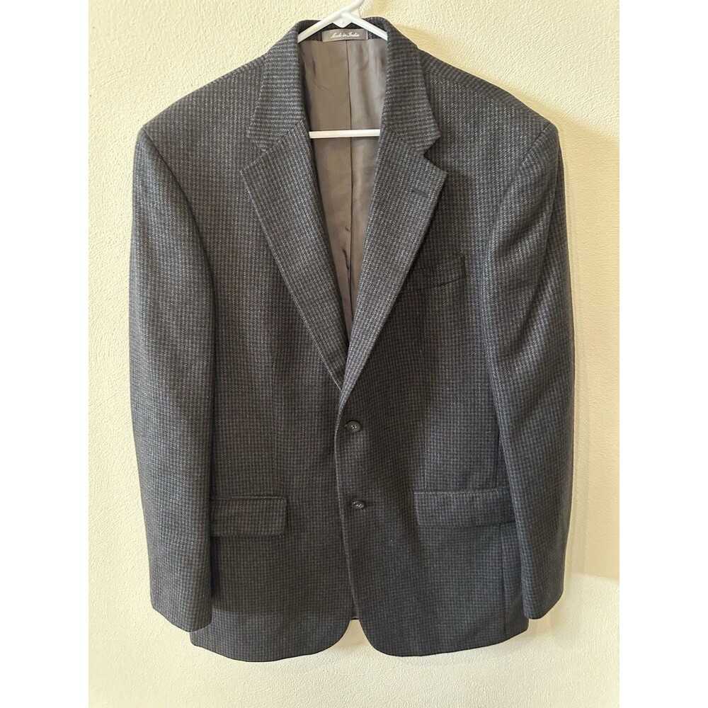 Oscar De La Renta Siete Mens Size 42L Gray Beige Weave 100% Wool Blazer Jacket
